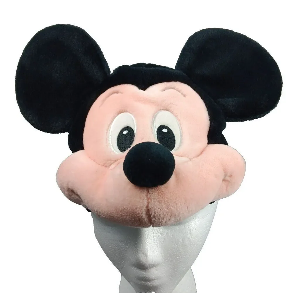 Walt Disney World Mickey Mouse Head Hat Plush Elastic Back Vintage Toddler Size